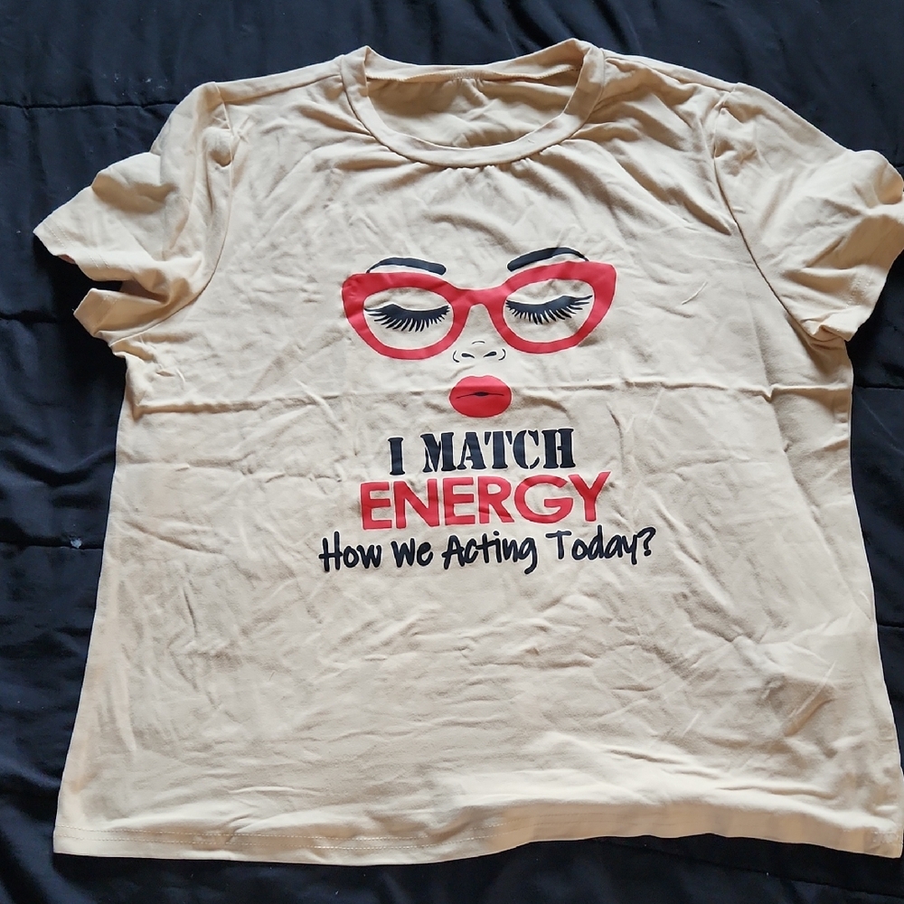 Girls' Cream Graphic Tee with Red Accent - I Match Energy